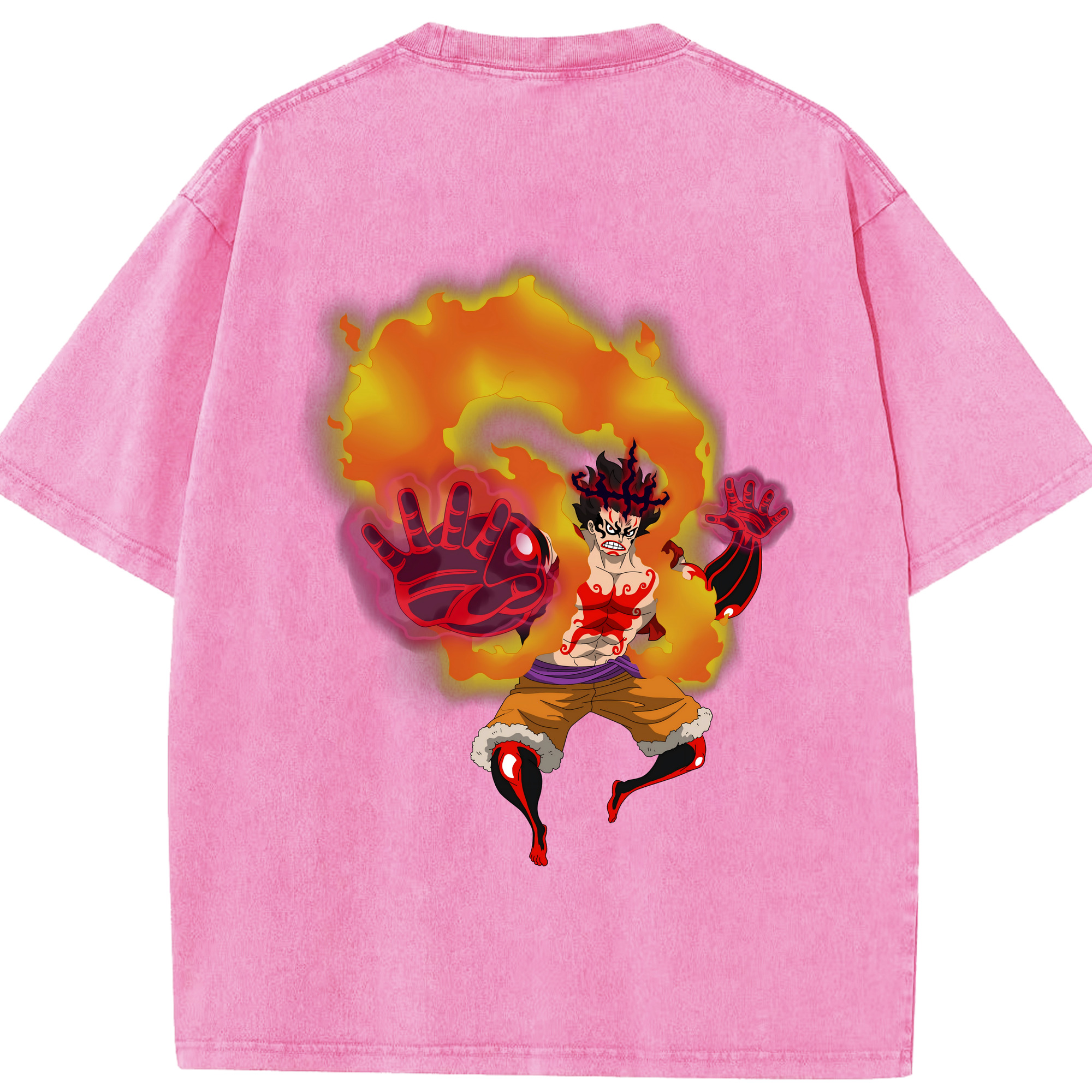 ワンピース モンキー・D・ルフィ ONE PIECE Monkey D. Luffy 綿100% ヴィンテージ風 半袖Tシャツ（背面プリント）